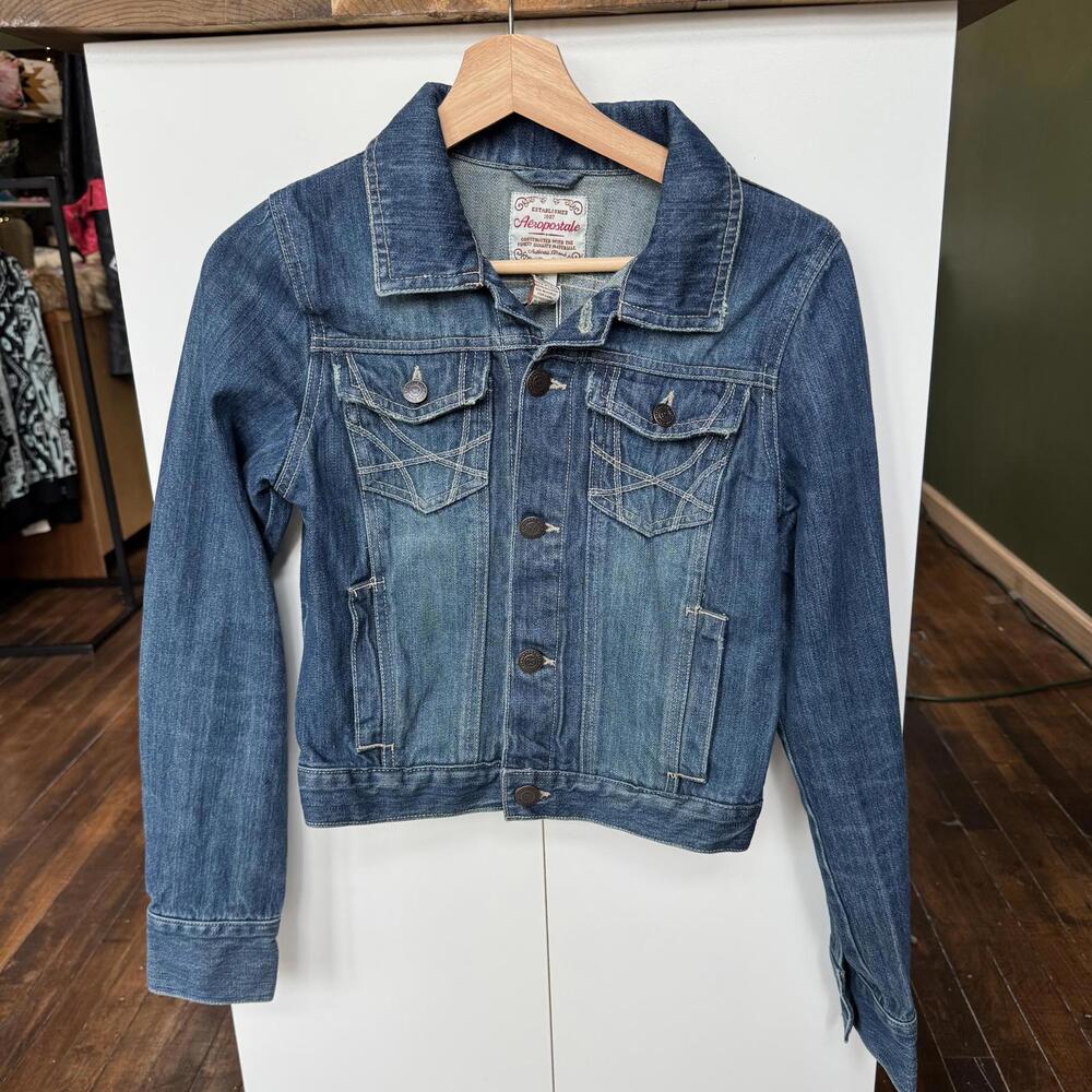 Aeropostale Denim Jean Jacket Button Closer Retro Small Country
